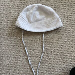 Minnow terry cloth bucket hat White French blue Baby Sun Hat with Chin Ties